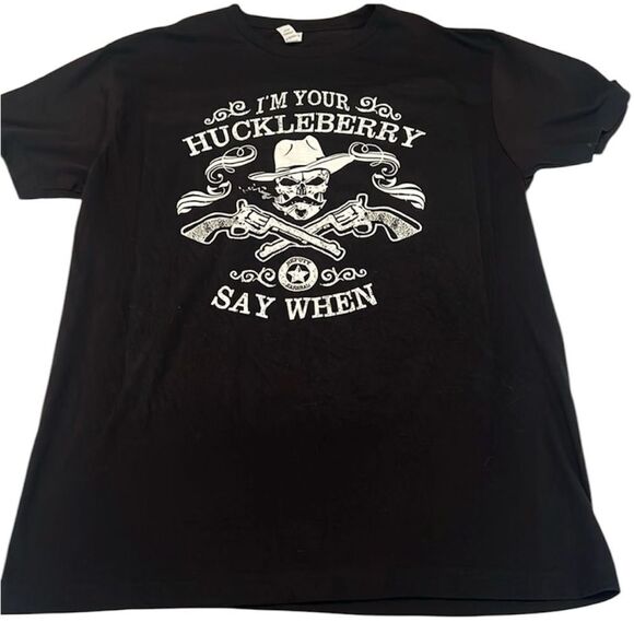 NWOT “I’m your huckleberry say when” Tombstone mens size L short sleeve T-shirt - Picture 1 of 8